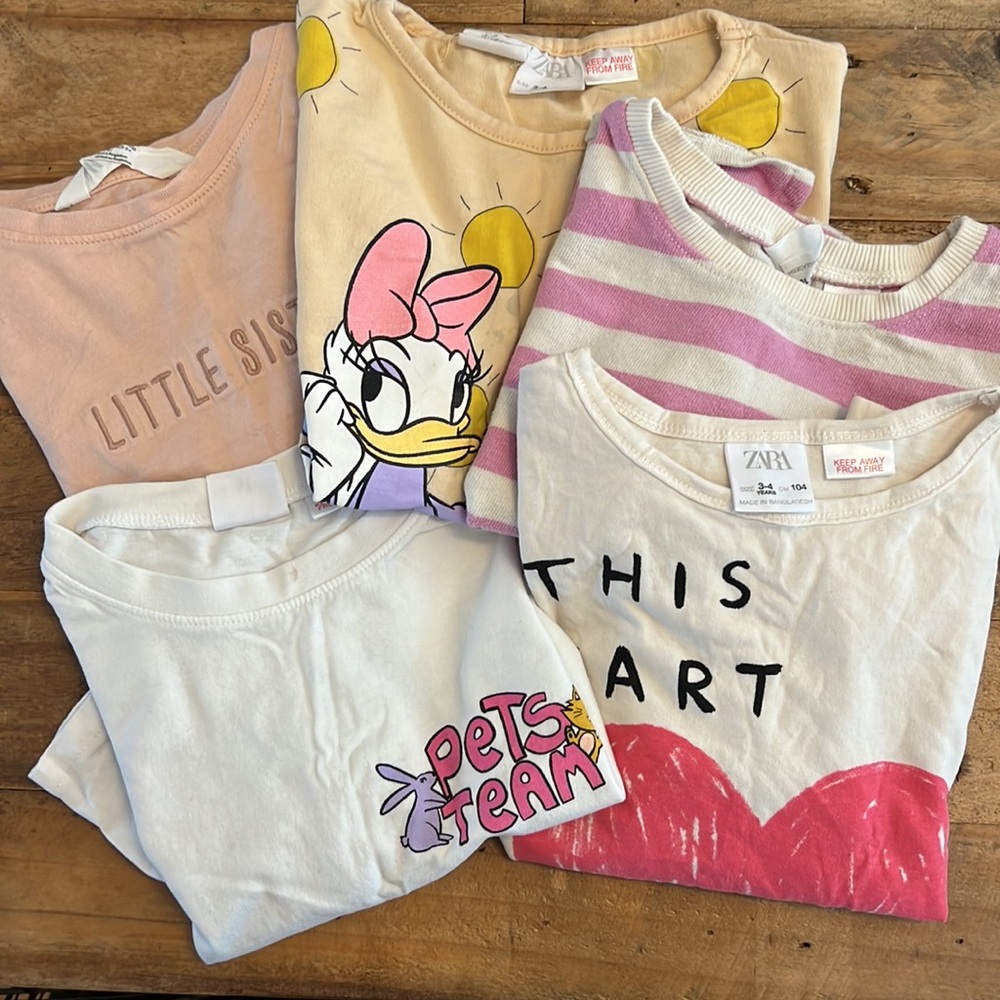 Lot of 5 toddler shirts- 4 Zara, 1 H&M